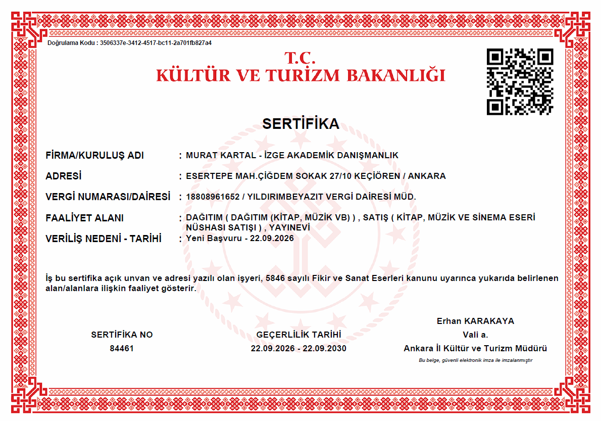 KÜLTÜR VE TURİZM BAKANLIĞI SERTİFİKASI